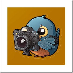 cute bird with a dslr camera Posters and Art